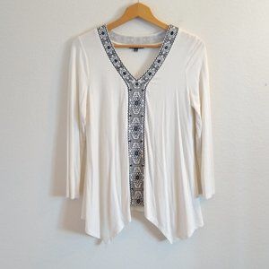 Adrianna Papell White Embroidered 3/4 Sleeve Top